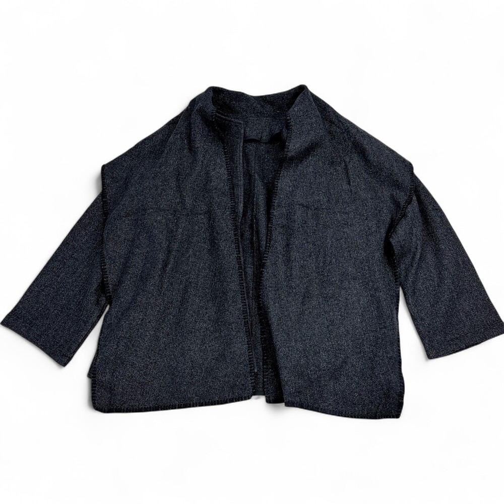 OGL Women's Black Cropped Open-Front Peacoat Jacket S